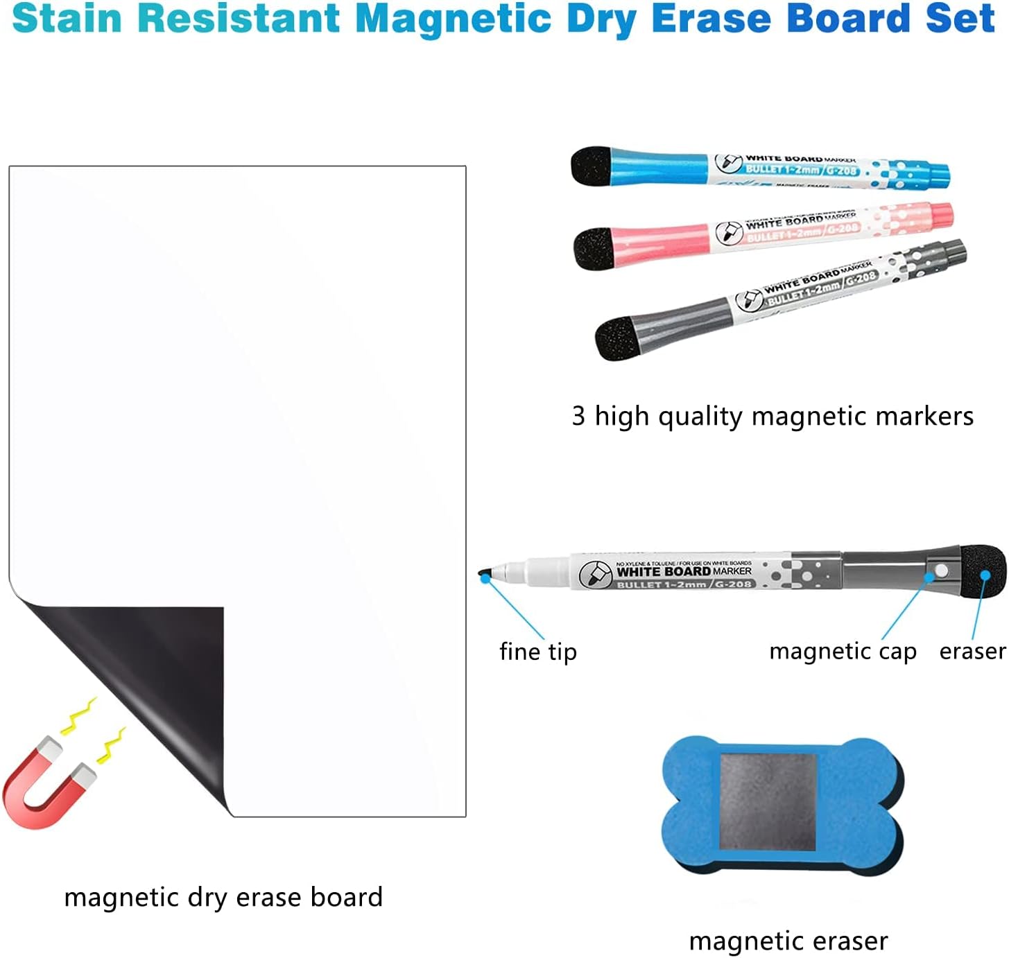 12” X 8”Whiteboard Magnetic Dry Erase Board Self Adhesive for Any Smooth Surface with New Stain Resistant Technology,Home Kitchen Fridge Shopping List and Office Notice Board - Image 4
