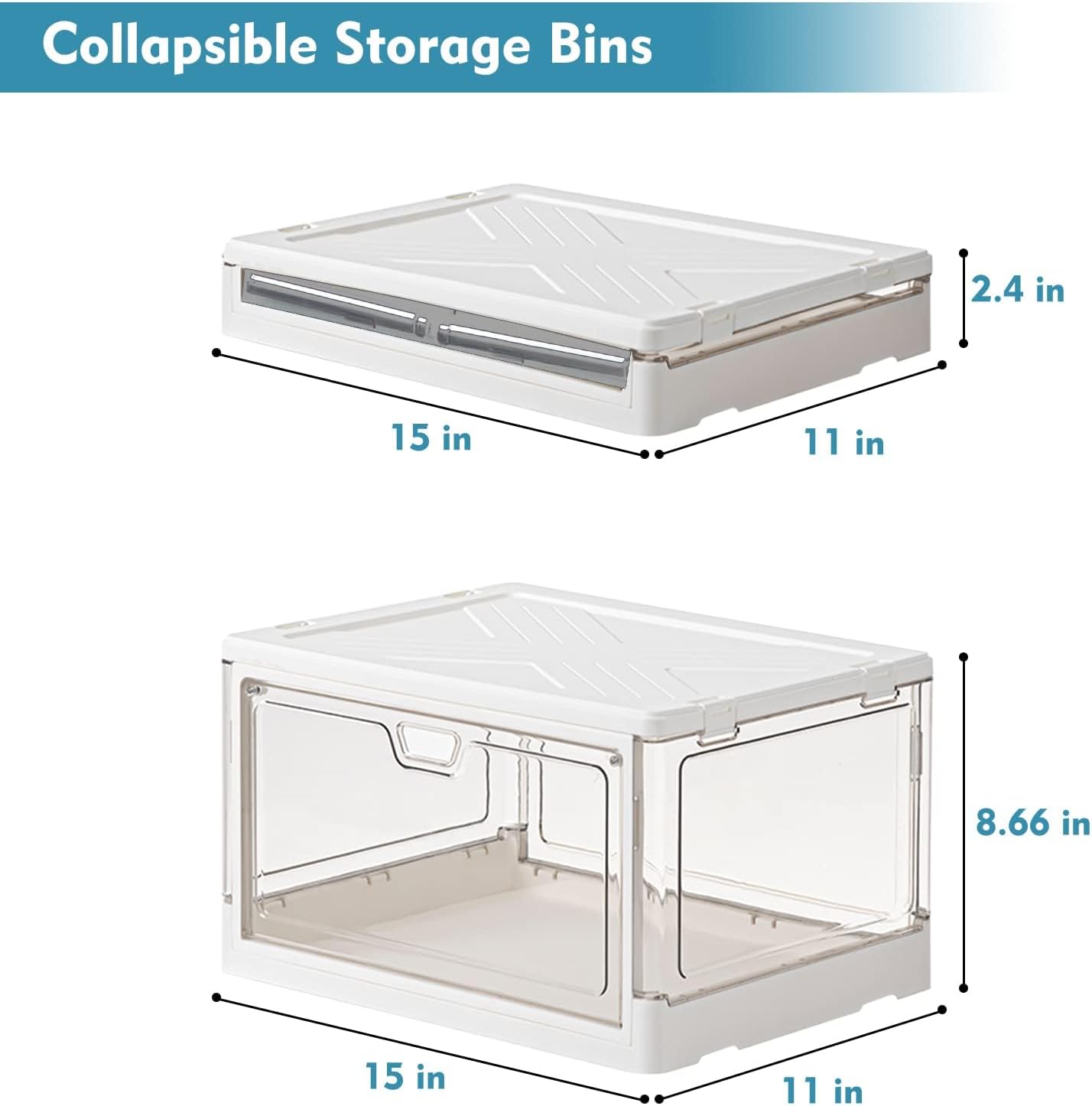Clear Storage Bin with Lid 3 Pack 【Stackable & Sturdy】 Plastic Multifunctional Folding Storage Bins for Bedroom, Living Room, Study, Toy Room, 23 QT Folding Box with Magnetic door - Image 3