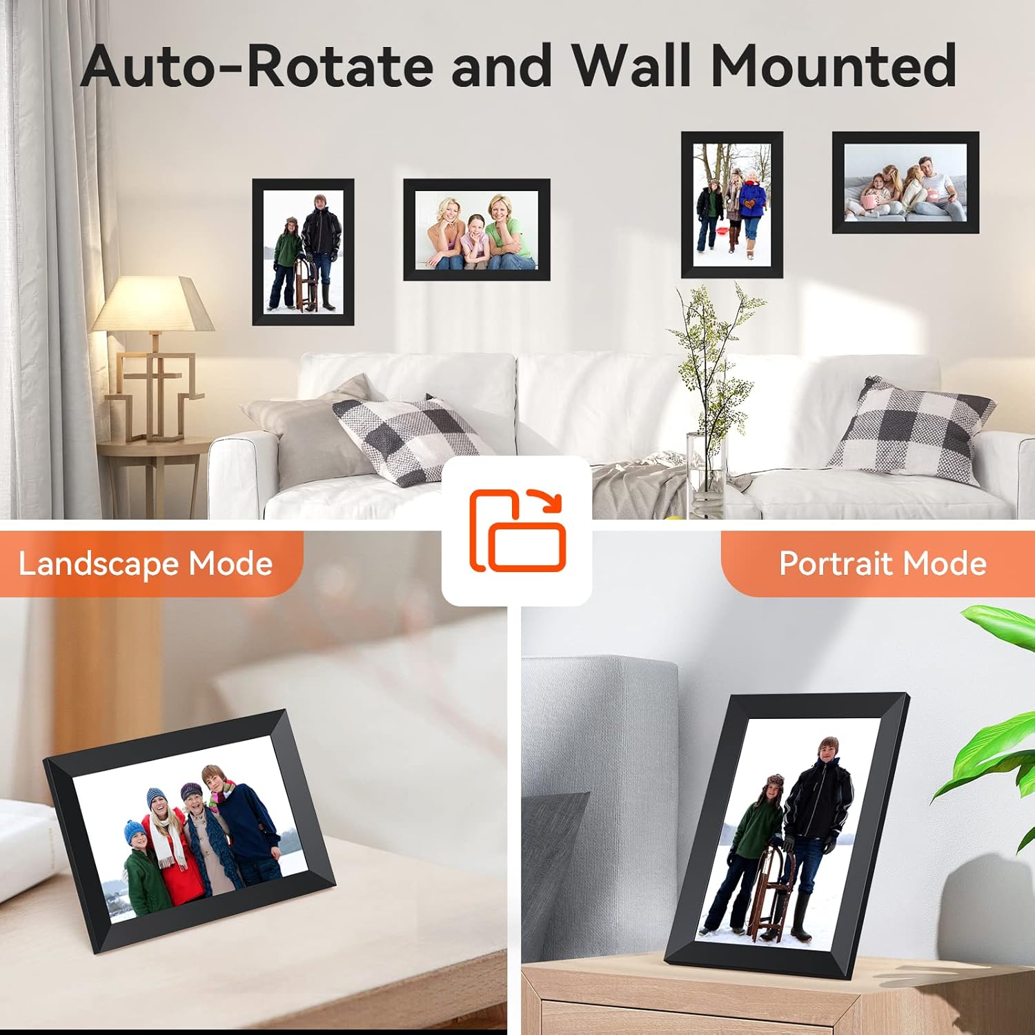 Digital Picture Frame 10.1 Inch WiFi Digital Photo Frame,1280 * 800 HD IPS Touch Screen Smart Cloud Photo Frame, to Share Photos Or Videos Remotely Via APP Email (Black) - Image 4