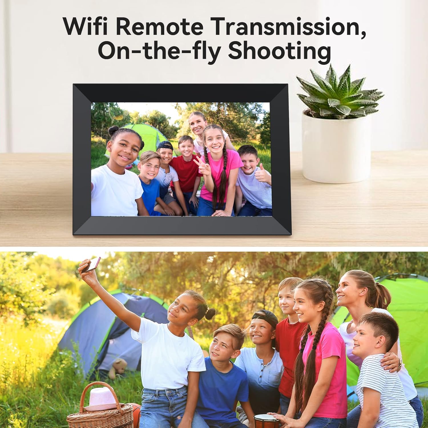Digital Picture Frame 10.1 Inch WiFi Digital Photo Frame,1280 * 800 HD IPS Touch Screen Smart Cloud Photo Frame, to Share Photos Or Videos Remotely Via APP Email (Black) - Image 5