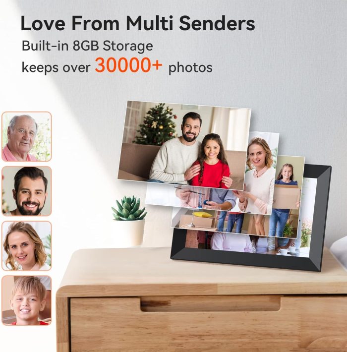 Digital Picture Frame 10.1 Inch WiFi Digital Photo Frame,1280 * 800 HD IPS Touch Screen Smart Cloud Photo Frame, to Share Photos Or Videos Remotely Via APP Email (Black) - Image 6