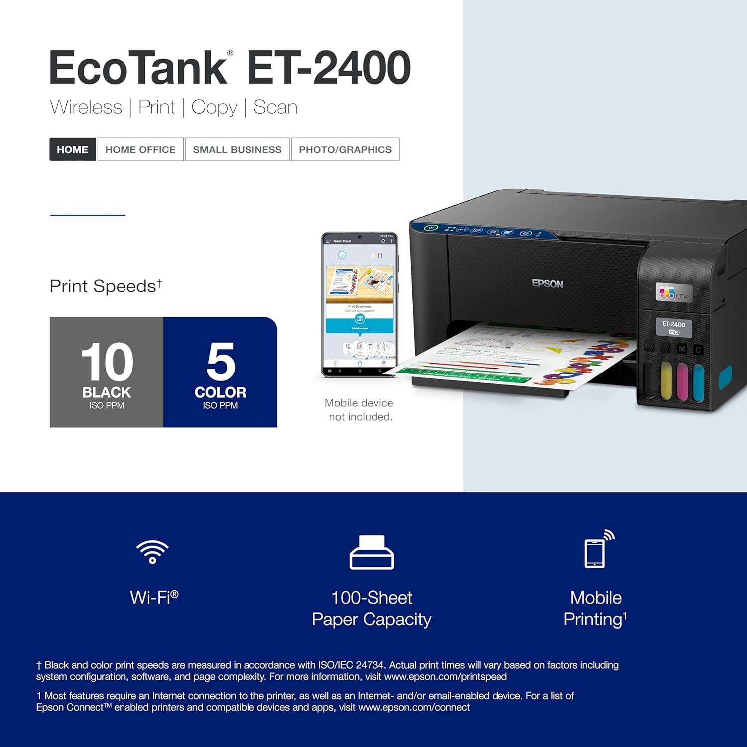 Epson EcoTank ET-2800 Wireless Color All-in-One Cartridge-Free Supertank Printer with Scan and Copy – The Ideal Basic Home Printer - Black, Medium - Image 4