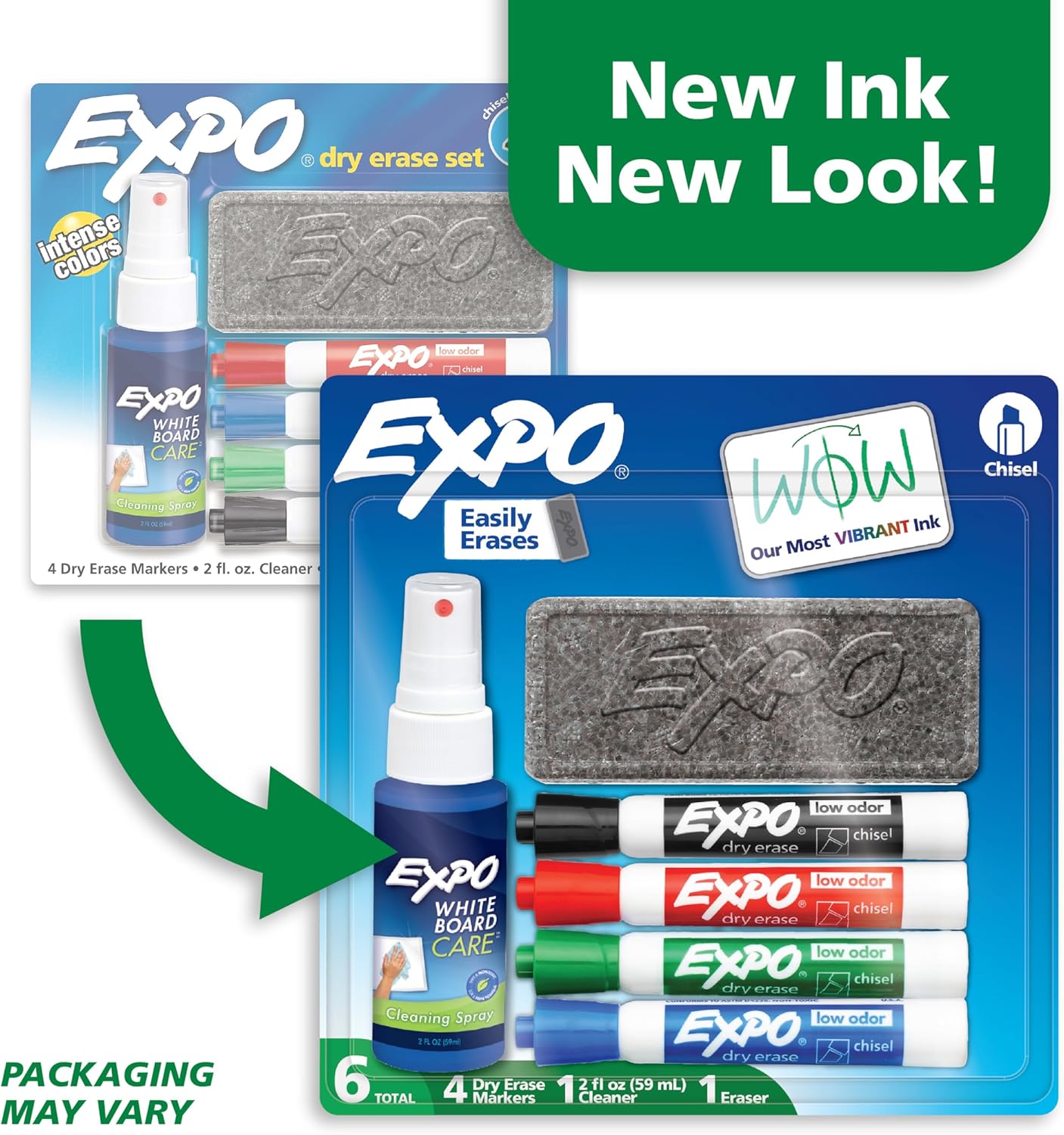 EXPO Dry Erase Markers Kit, Chisel Tip, Assorted Colors, Eraser, Spray Cleaner, 6 Count - Image 3