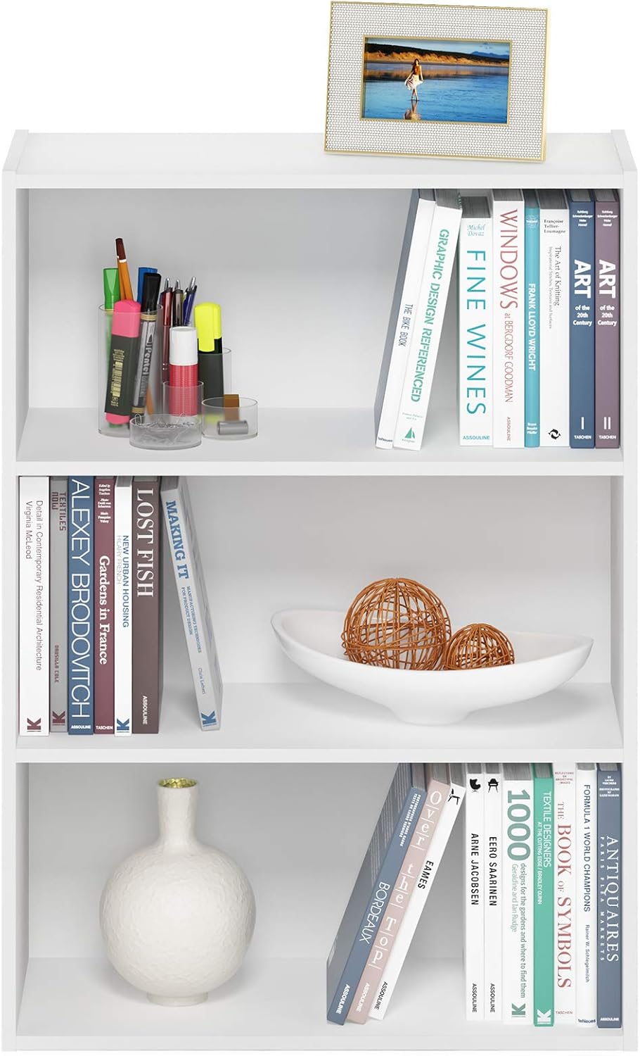 Furinno Pasir 3-Tier Open Shelf Bookcase, Plain White - Image 6