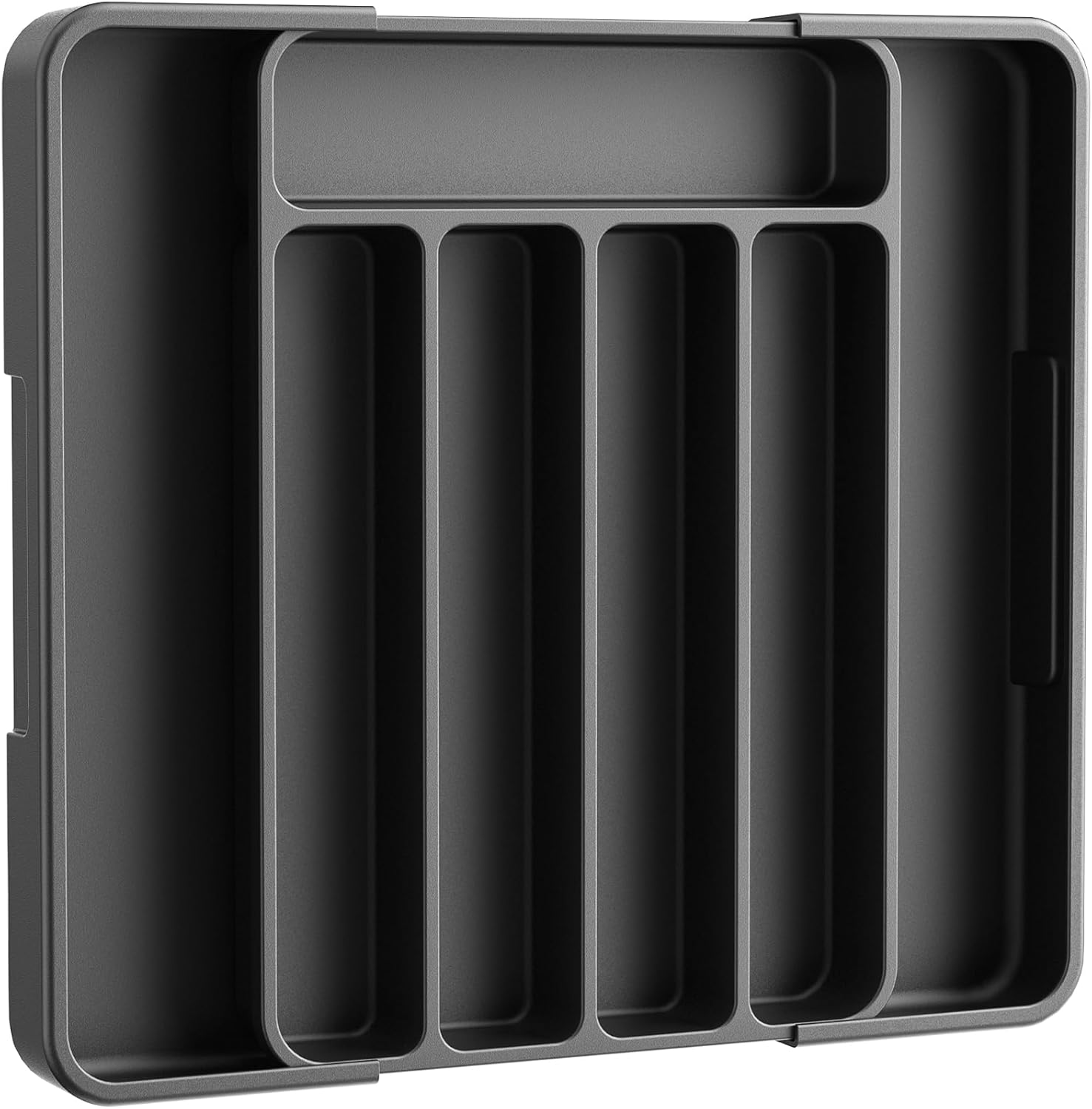 Kitsure Silverware Organizer - Adjustable Kitchen Drawer Organizer, Utensil Organizer, Cutlery Tray for Classified Storage, Versatile Kitchen Organizer, 12.13" × 1.54" × 8.07"~13.90", Black