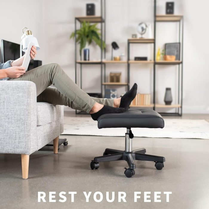 VIVO Mobile Under Desk Leg Rest Ottoman Adjustable Foot Stool for Home Office, Black, CHAIR-S04F - Image 2