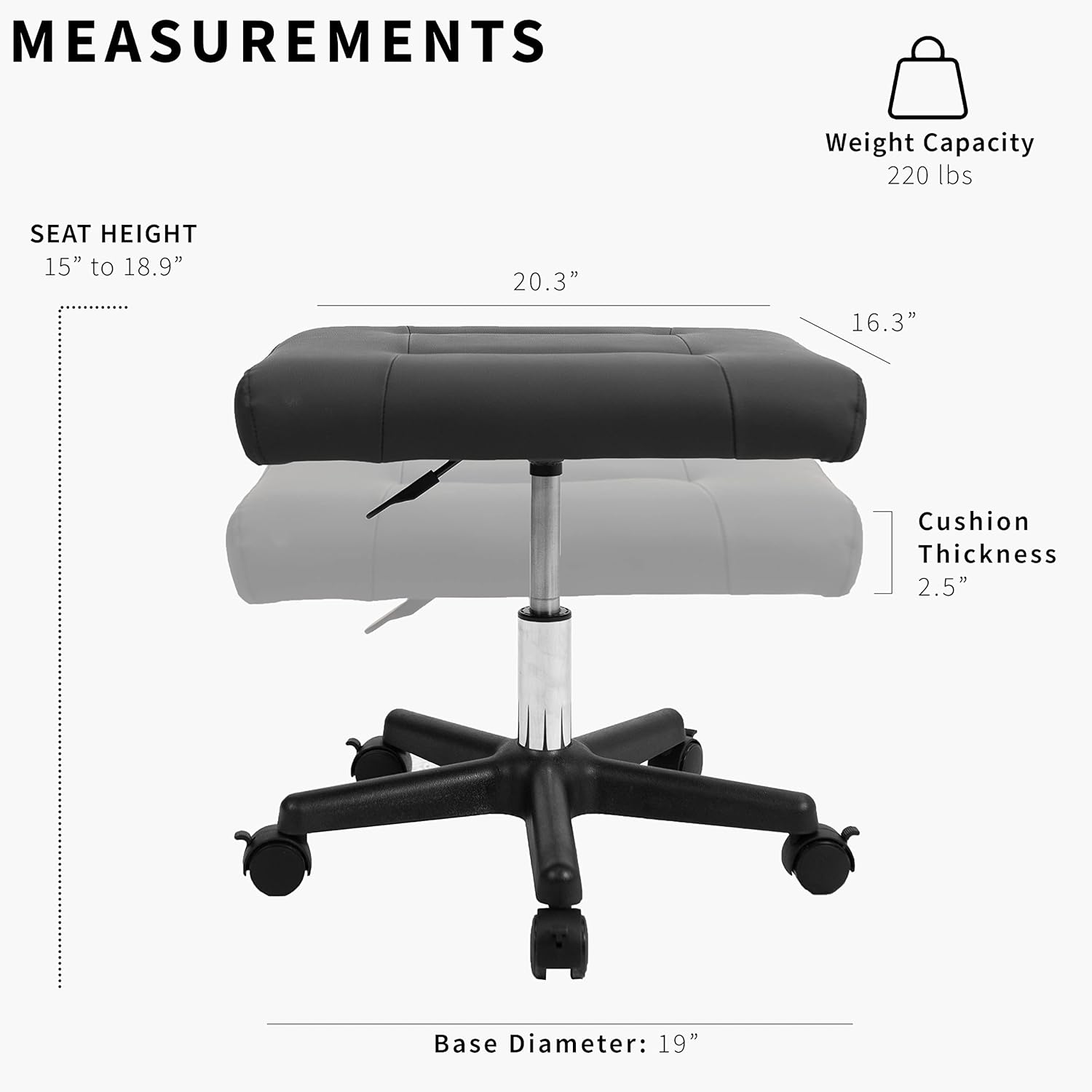 VIVO Mobile Under Desk Leg Rest Ottoman Adjustable Foot Stool for Home Office, Black, CHAIR-S04F - Image 4