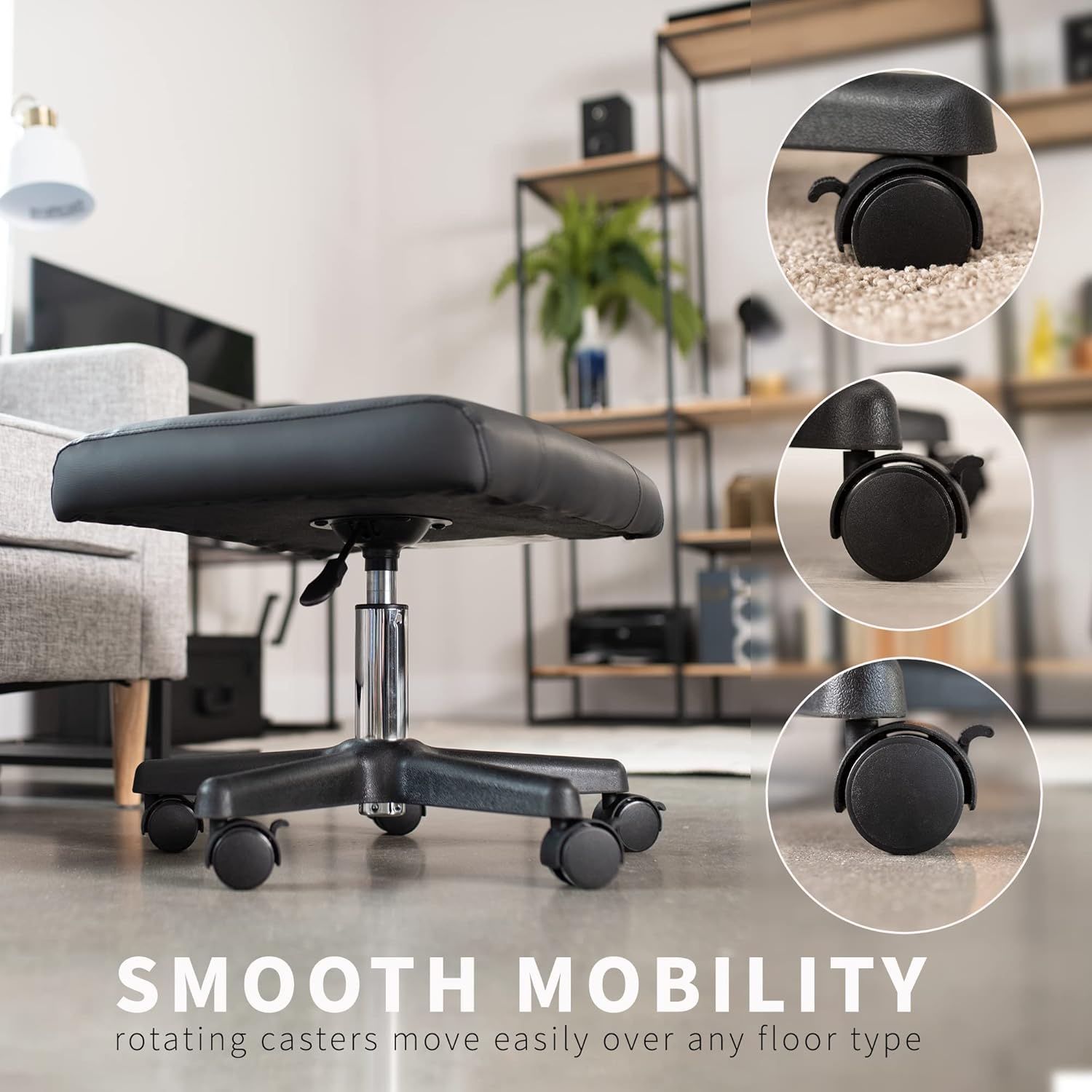 VIVO Mobile Under Desk Leg Rest Ottoman Adjustable Foot Stool for Home Office, Black, CHAIR-S04F - Image 5