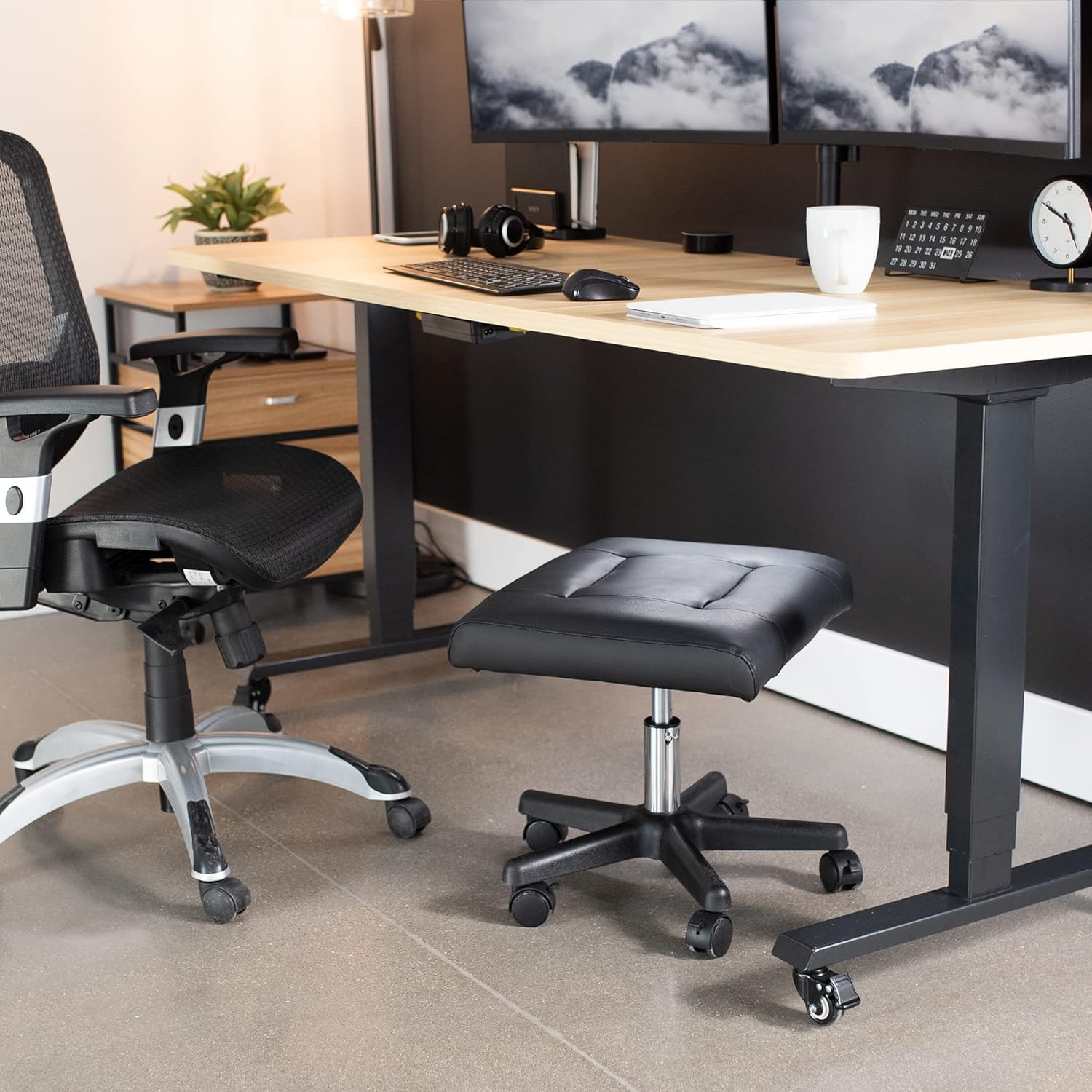VIVO Mobile Under Desk Leg Rest Ottoman Adjustable Foot Stool for Home Office, Black, CHAIR-S04F - Image 6