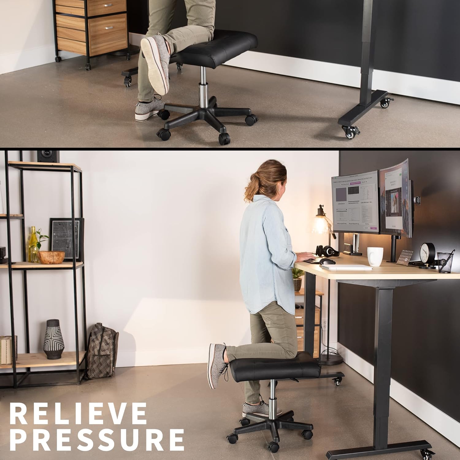 VIVO Mobile Under Desk Leg Rest Ottoman Adjustable Foot Stool for Home Office, Black, CHAIR-S04F - Image 7
