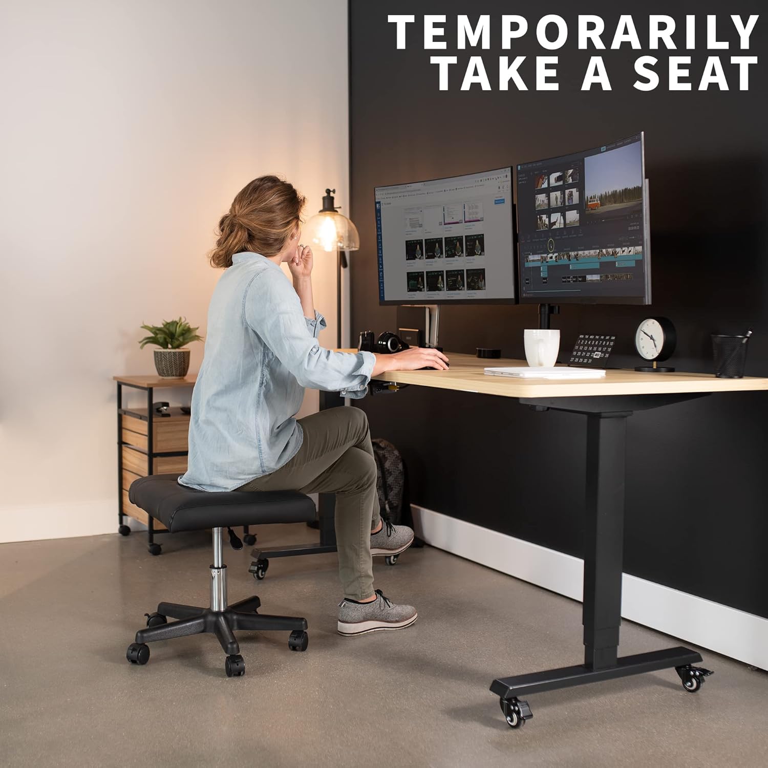 VIVO Mobile Under Desk Leg Rest Ottoman Adjustable Foot Stool for Home Office, Black, CHAIR-S04F - Image 9