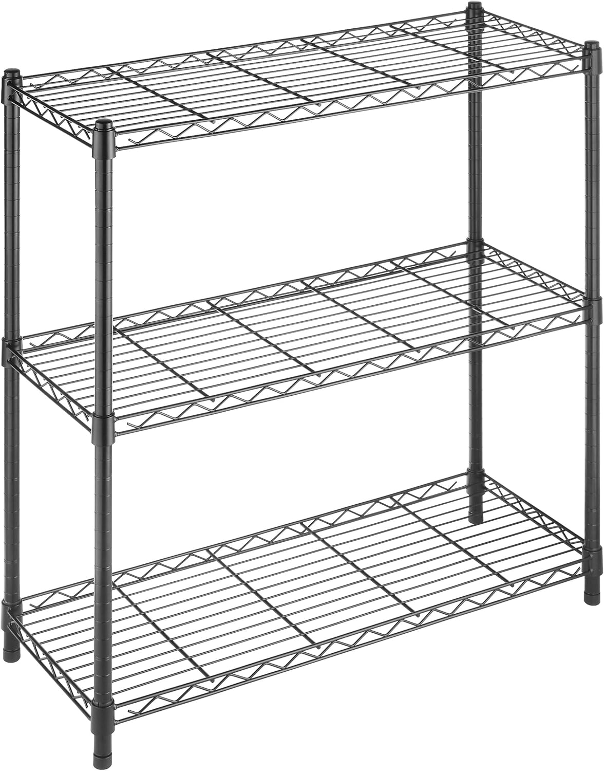 Whitmor 3 Tier Shelving Unit, Metal Storage Shelves, 400 lbs Capacity per Shelf, 1200 lbs Total, Adjustable Heavy Duty Shelf, Easy Assembly for Kitchen, Garage, Plant, 36" L x 14" W x 36" H, Black
