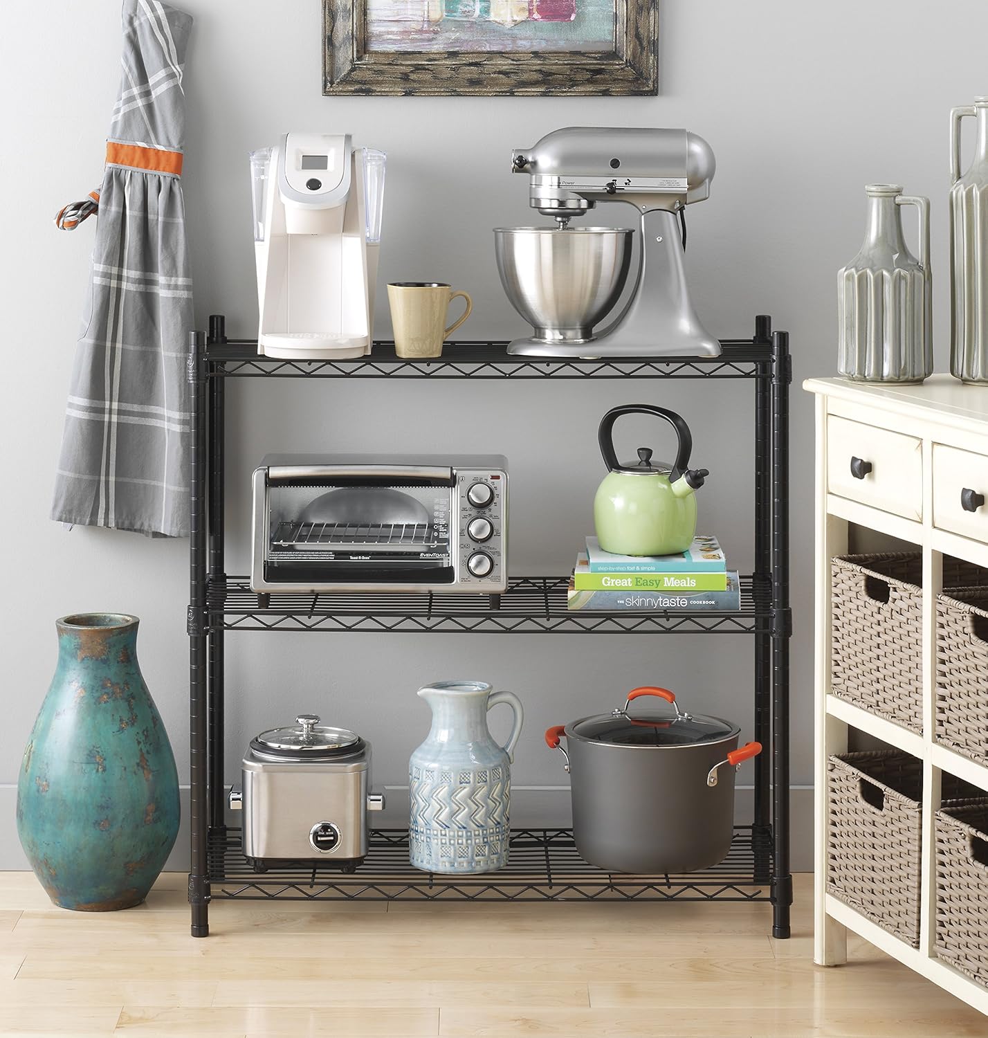 Whitmor 3 Tier Shelving Unit, Metal Storage Shelves, 400 lbs Capacity per Shelf, 1200 lbs Total, Adjustable Heavy Duty Shelf, Easy Assembly for Kitchen, Garage, Plant, 36" L x 14" W x 36" H, Black - Image 4