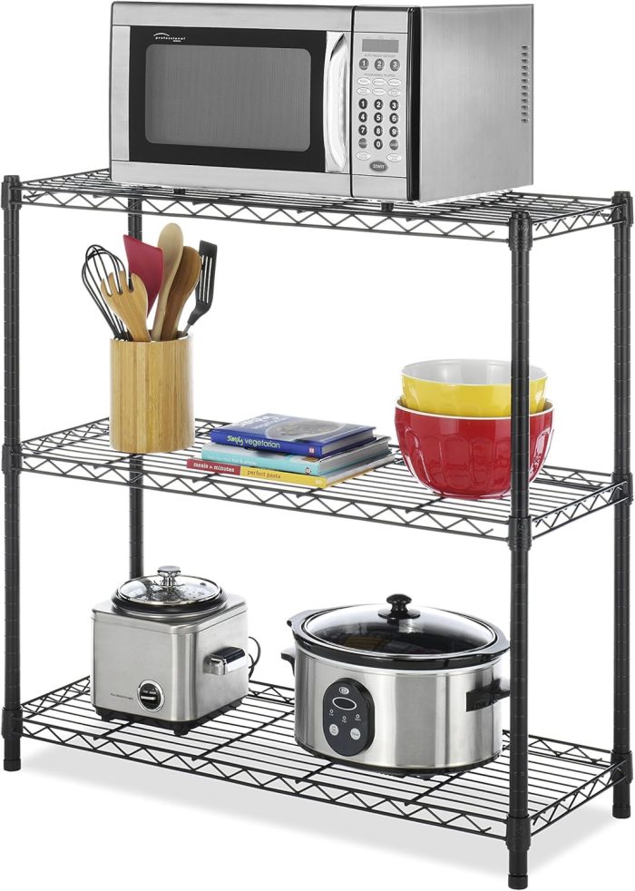 Whitmor 3 Tier Shelving Unit, Metal Storage Shelves, 400 lbs Capacity per Shelf, 1200 lbs Total, Adjustable Heavy Duty Shelf, Easy Assembly for Kitchen, Garage, Plant, 36" L x 14" W x 36" H, Black - Image 5