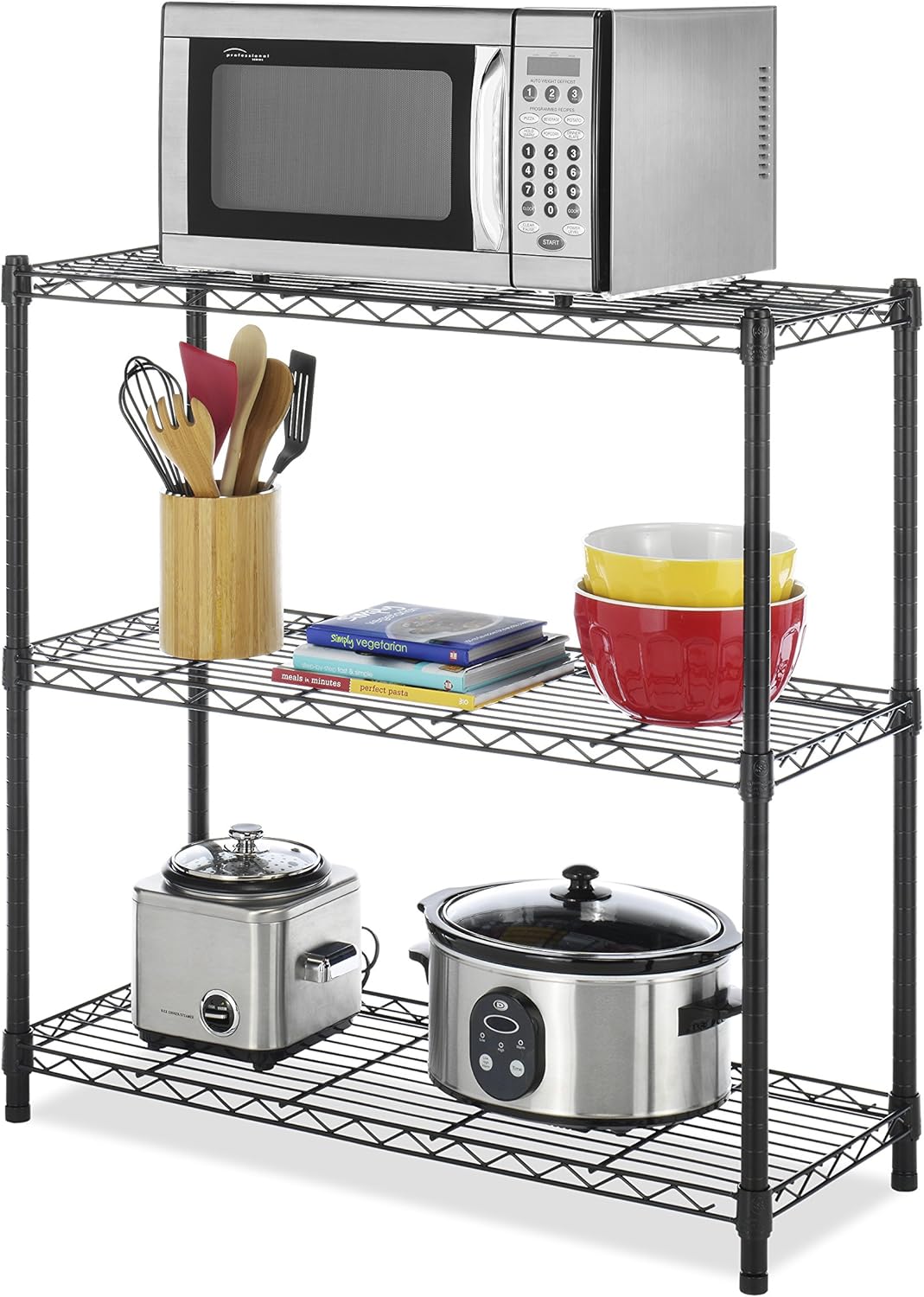 Whitmor 3 Tier Shelving Unit, Metal Storage Shelves, 400 lbs Capacity per Shelf, 1200 lbs Total, Adjustable Heavy Duty Shelf, Easy Assembly for Kitchen, Garage, Plant, 36" L x 14" W x 36" H, Black - Image 5