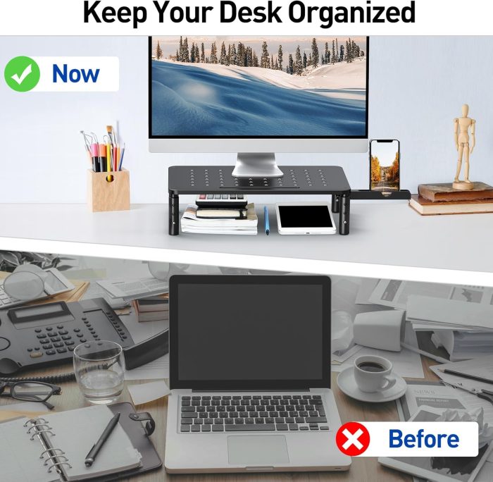 Zimilar 2 Pack Monitor Stand , 3 Height Adjustable Stand with Unique Star Mesh for Computer, Laptop, Printer, Notebook, iMac, Premium Metal Monitor Risers for 2 Monitors - Image 7